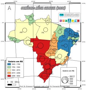 Média geral salarial no setor do comério nos estados brasileiros (RAIS 2021)>