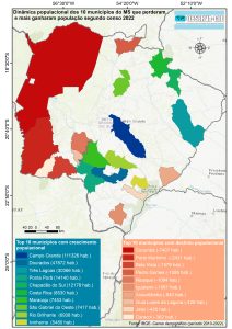 O Observa-geo publica mapa temático de autoria do DR Elias Cunha UFMS/CPAQ sobre a “Dinãmica populacional dos 10 municípios de Ms que mais perderam e mais ganharam população segundo censo 2022”. O mapa pode ser baixado.