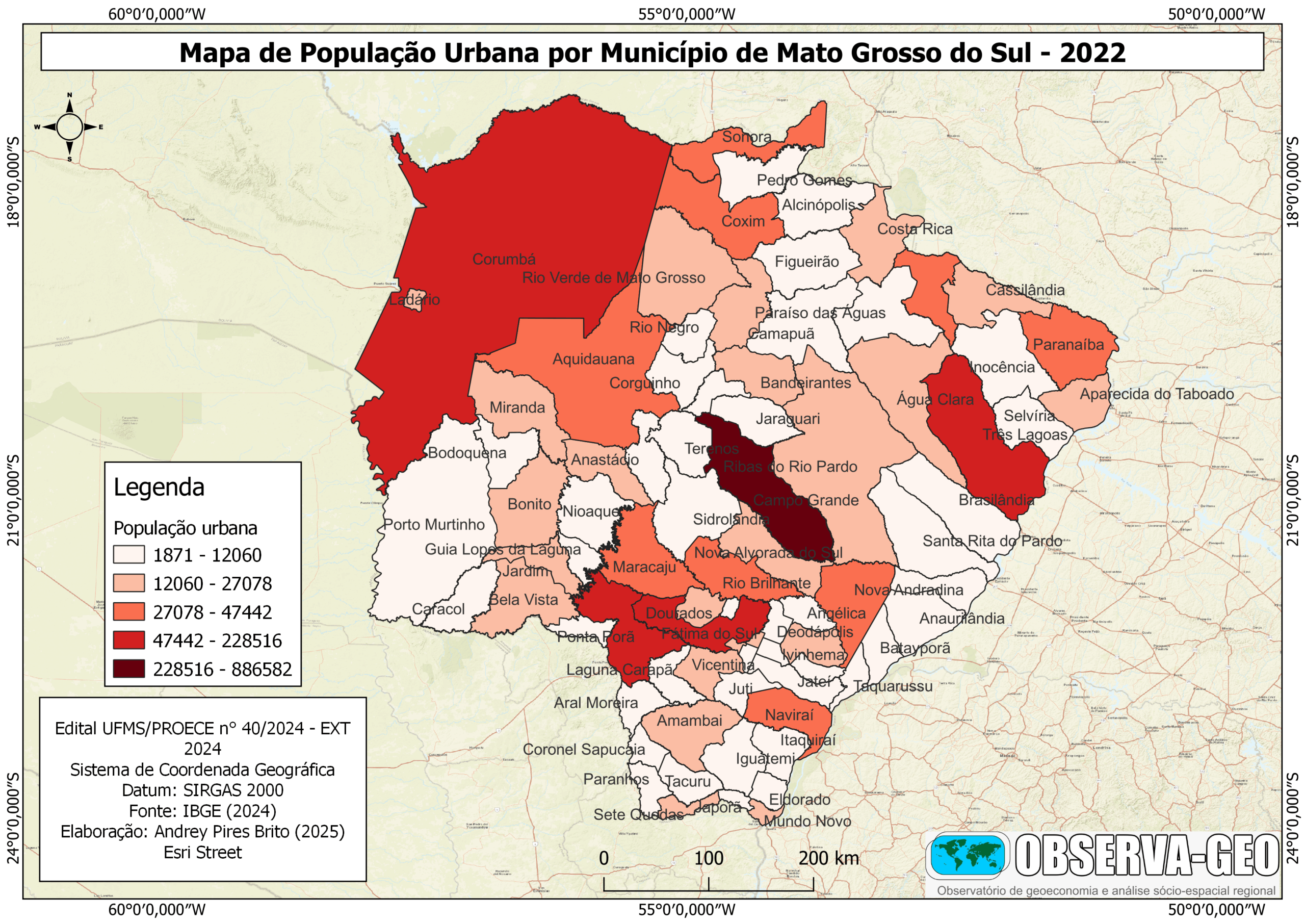 Mapas da dinâmica populacional e produtiva de Mato Grosso do Sul