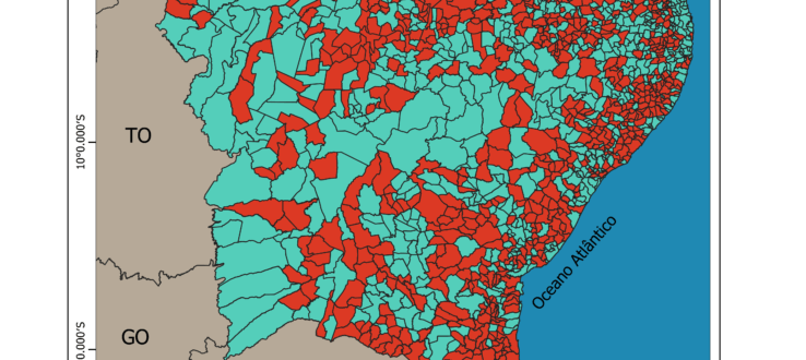 Mapas da dinâmica populacional da região Nordeste brasileira segundo dados do Censo de 2022.